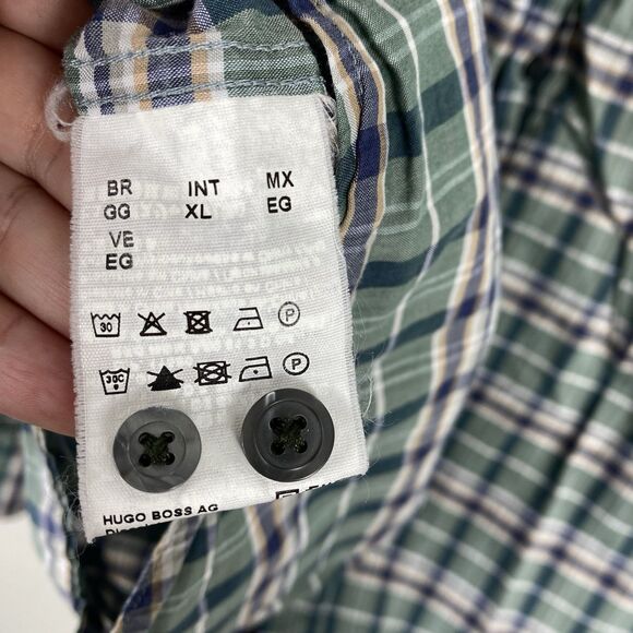 Hugo Boss Dress Shirt Regular Fit Plaid Button Up Mens Sz XL Work Casual - Picture 7 of 10